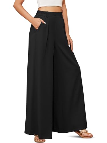 SEVEGO Women's High Waisted Linen Palazzo Beach Pants