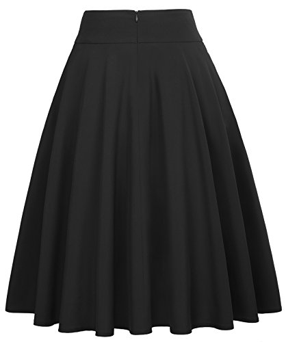 Vintage High-Waist A-Line Skater Midi Skirt for Women