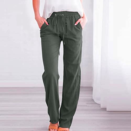 High Waist Linen Beach Pants for Women